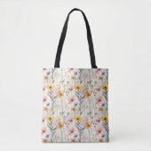 Gouache Meadow Flowers Patroon Tote Bag (Voorkant)