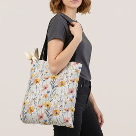 Gouache Meadow Flowers Patroon Tote Bag