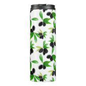 Gouache naadloos patroon met olijfboomtak, l thermosbeker (Achterkant)