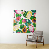 Gouache naadloos patroon met tropische bladeren en wandkleed (In Situ (horizontaal))