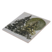 Gouache Pijnbomen in de voorkant van Sun Landscape Tegeltje (Zijkant)