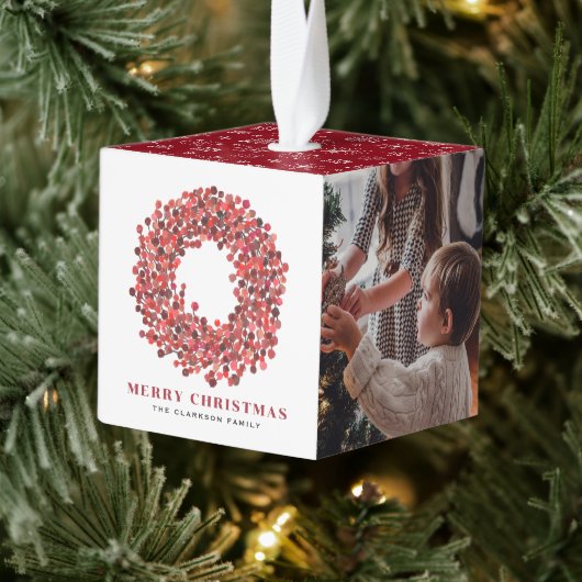 Gouache Red Winterberry Krans Foto Kerst Decoratie (Boom)