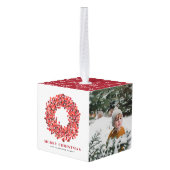 Gouache Red Winterberry Krans Foto Kerst Decoratie (Achter hoekig)