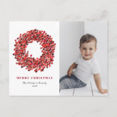 Gouache Red Winterberry Krans Foto Kerst Feestdagenkaart (Voorkant)