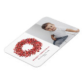 Gouache Red Winterberry Krans Foto Kerst Magneet (Linkerzijde)