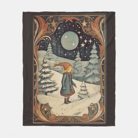 Gouache  Retro Kerst Fleece Deken (Voorkant)