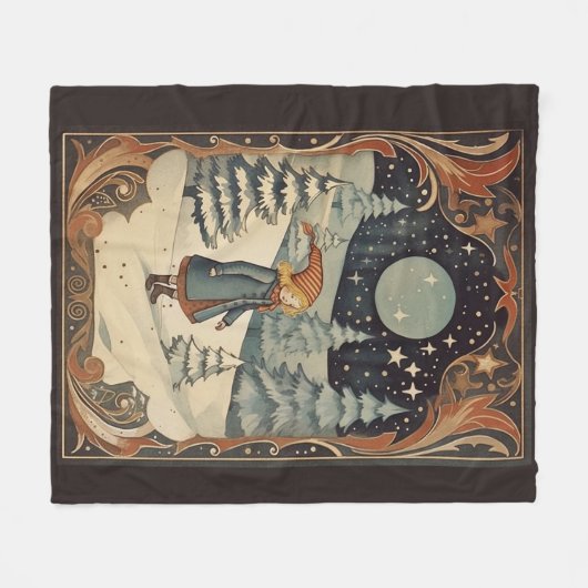 Gouache  Retro Kerst Fleece Deken (Voorkant (Horizontaal))