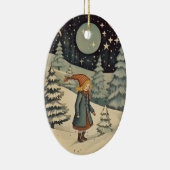 Gouache Retro Kerst Keramisch Ornament (Rechts)