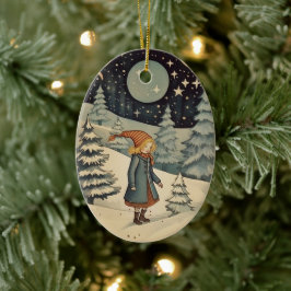 Gouache  Retro Kerst Keramisch Ornament