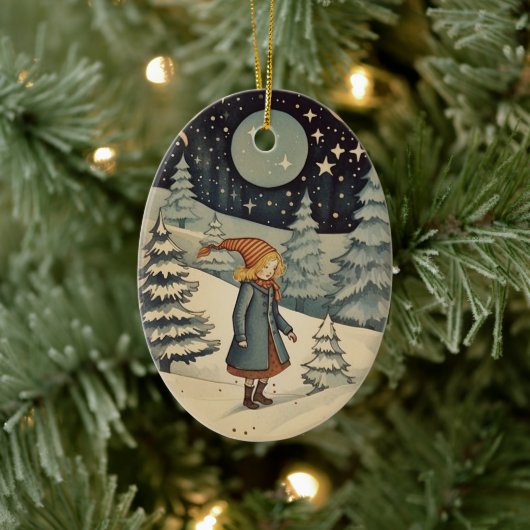 Gouache  Retro Kerst Keramisch Ornament (Boom)