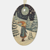 Gouache  Retro Kerst Keramisch Ornament (Links)