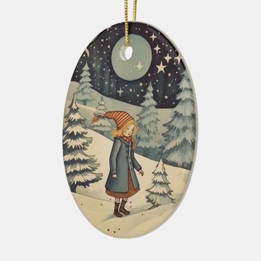 Gouache Retro Kerst Keramisch Ornament (Links)