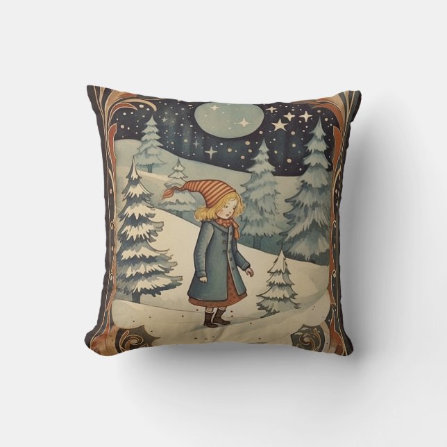 Gouache  Retro Kerst Kussen (Voorkant)