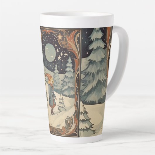 Gouache  Retro Kerst Latte Mok (Rechterhoek)