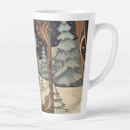 Gouache  Retro Kerst Latte Mok (Rechts)