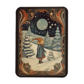 Gouache Retro Kerst Magneet (Verticaal)