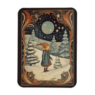 Gouache Retro Kerst Magneet