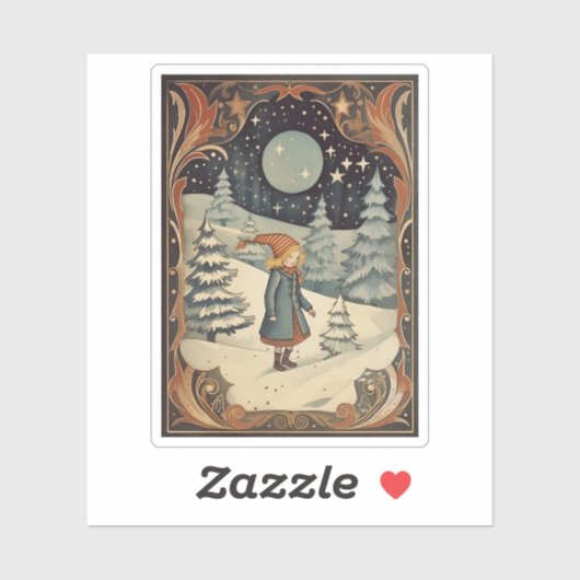 Gouache  Retro Kerst Sticker (Vel)