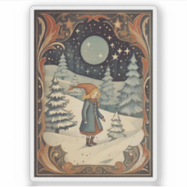 Gouache  Retro Kerst Sticker