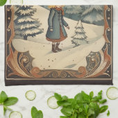 Gouache Retro Kerst Theedoek (Gevouwen)