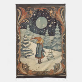 Gouache Retro Kerst Theedoek (Verticaal)