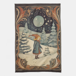 Gouache  Retro Kerst Theedoek