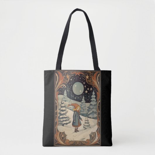 Gouache Retro Kerst Tote Bag (Voorkant)