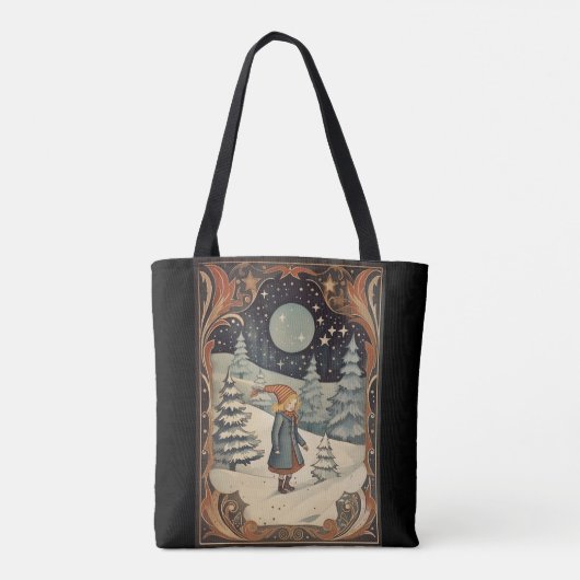 Gouache  Retro Kerst Tote Bag (Achterkant)