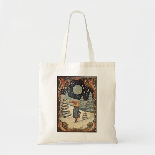 Gouache Retro Kerst Tote Bag (Voorkant)