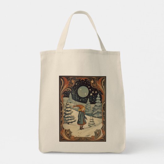 Gouache  Retro Kerst Tote Bag (Achterkant)