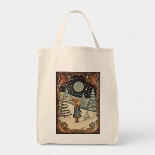 Gouache Retro Kerst Tote Bag (Voorkant)