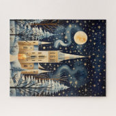 Gouache Stijlvolle Winterkerk 16x20 Legpuzzel (Horizontaal)