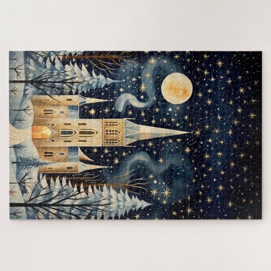  Gouache Stijlvolle Winterkerk 20x30 Legpuzzel (Horizontaal)