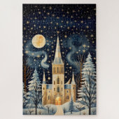 Gouache Stijlvolle Winterkerk 20x30 Legpuzzel (Verticaal)