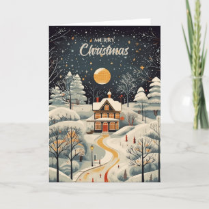  Gouache Styled Winter Home Kerst Feestdagen Kaart