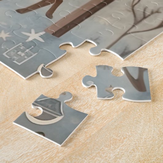 Gouache Vintage Kerstmis Legpuzzel (Zijkant)