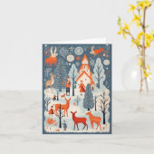 Gouache Vintage Retro Kerstmis Kaart (Gele Bloem)