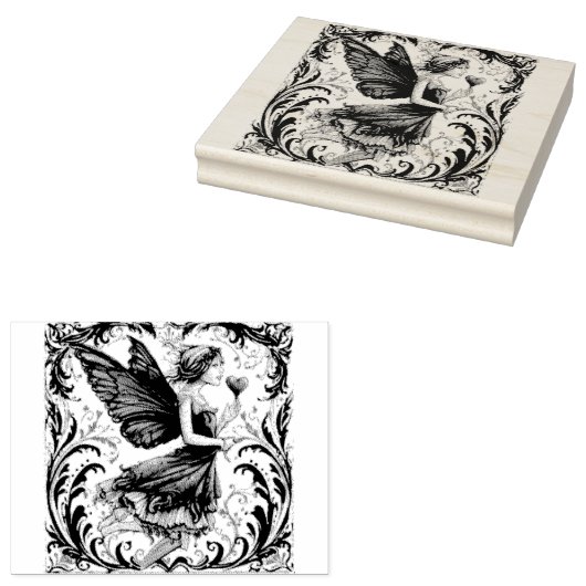 Gouache Whimsy: Gouache Valentijn Fairy Rubberstempel (Gestempeld)