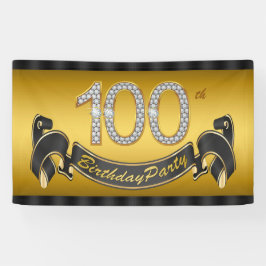 Goud 100e verjaardagsfeestje spandoek