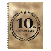 Goud 10e Jubileum Custom Business Logo Notitieboek (Voorkant)