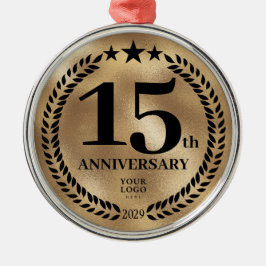 Goud 15e Jubileum Zakelijke Logo Kerst Metalen Ornament