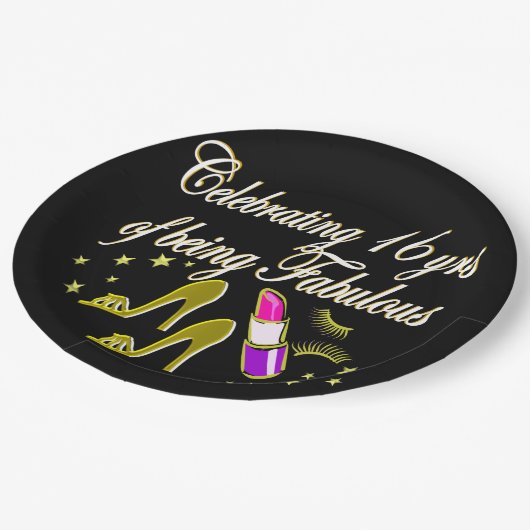 GOUD 16 & FABULOUS DIVA DESIGN PAPIEREN BORDJE (Gekanteld)