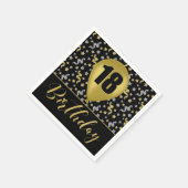 Goud 18 Verjaardag in Goud en Zilver op Zwart Servet (Hoek)