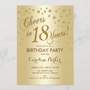 Goud 18e verjaardagsfeest kaart