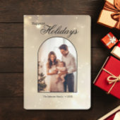 Goud 1 Fotoboog Modern Kerstmis Gelukkig Feestdagenkaart