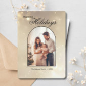 Goud 1 Fotoboog Modern Kerstmis Gelukkig Feestdagenkaart