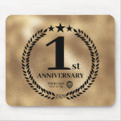 Goud 1e Jubileum Business Logo Herdenking Muismat (Voorkant)