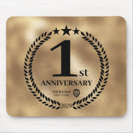 Goud 1e Jubileum Business Logo Herdenking Muismat