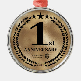 Goud 1e Jubileum Zakelijke Logo Kerst Metalen Ornament