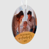 Goud 1e Kerstfamilie van 3 Quote Foto Ornament (voorkant)